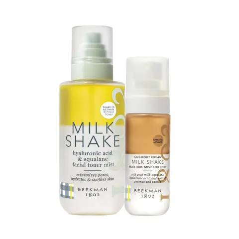 Beekman 1802 Milk Shake Facial Toner Mist + Milk Shake Body Coconut Cream Moisturizing Duo Set Daily Sensitive Moisture Hydrating