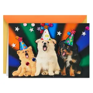 Party Animal Dogs Funny Musical Birthday Card