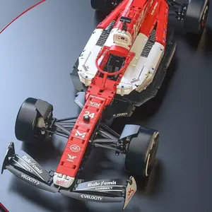 【Festival gift recommendations 】1:8 red and white building block racing car