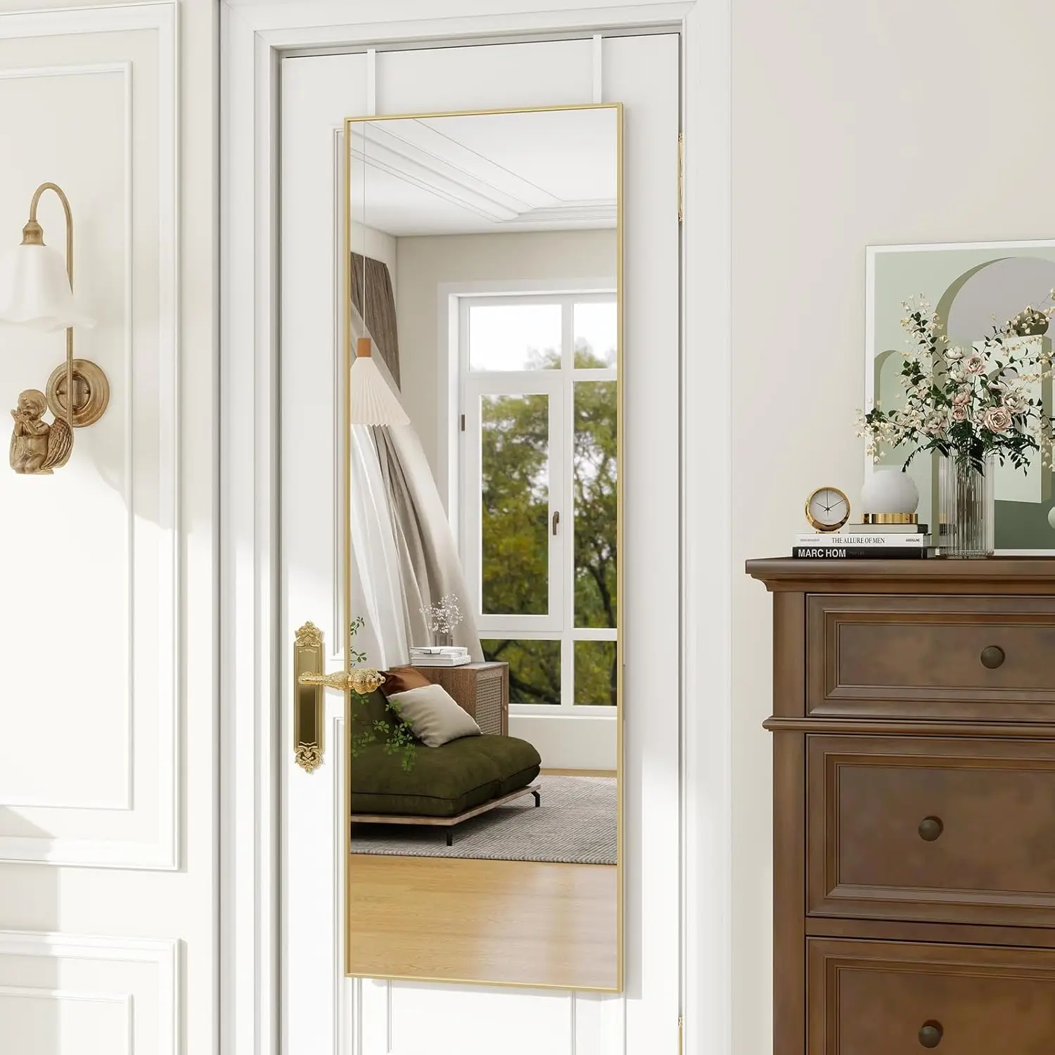 ZMYCZ Full Length Mirror, Over The Door Mirror Full Length, Rectangle Wall Mounted Mirrors Hanging Leaning with Aluminum Frame, elegant Body Mirrors huge for Bathroom Living Room home decor, tiktok shop