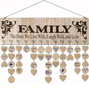 Wooden Family Calendar Plaque, 1 Set DIY Wooden Hanging Calendar Plaque, Personalized Custom Name, Suitable for Spring, Birthday, Anniversary, Easter, St. Patrick's Day Gifting, Decor, Wall Mounted Decoration