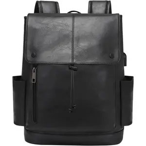 Leather Laptop Backpack Women  Travel Computer Backpack with USB  Port, Laptop Purse Book Bag for Ladies