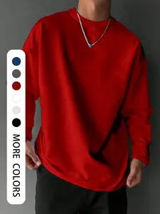 Men's Casual Long Sleeve Round Neck T-Shirt Plain, Loose Fit Graphic Design, Perfect for Spring & Fall, Father's Day Gift Recommendation