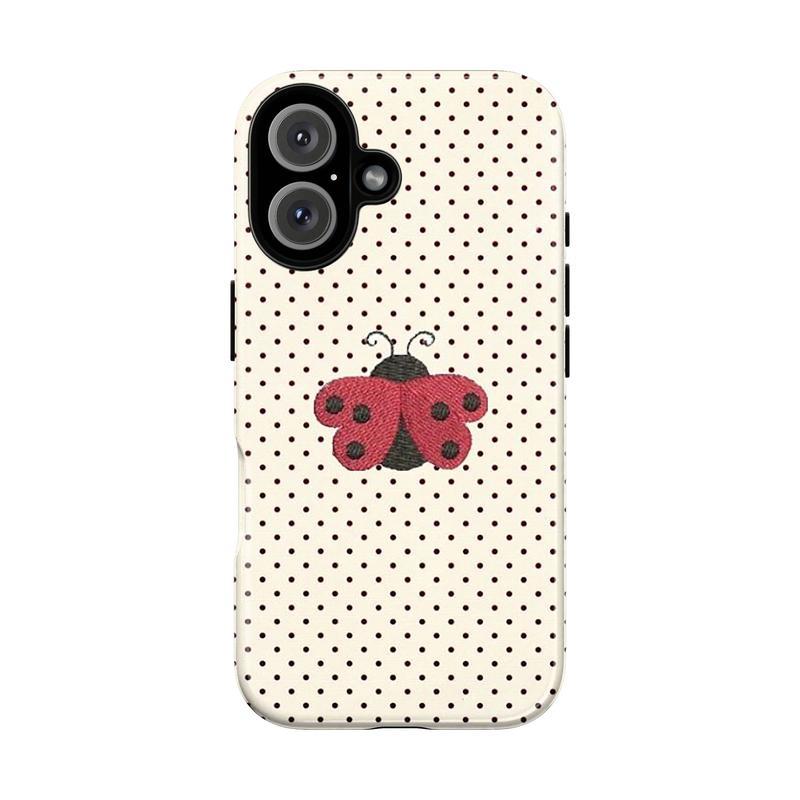 Ladybug Pattern Phone Case Collection – Denim Daisies, Stars, Grid, Polka Dots & Plaid Nature-Inspired Whimsical Aesthetic | Tough Protective Cover | Playful Trendy Gift | Compatible With iPhone 11–17