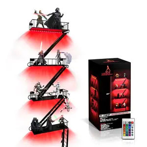 Level 4 Ascension Fire Escape Wall Shelf for Collectibles – Iron Fire Escape Shelf with Pre-Attached LED Light Strips, 12 Colors, Holds 44 lbs