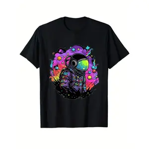 Astronaut Neon for Galaxy T-Shirt for Boys & Girls - Neon Glow-in-the-Dark Space Design - 100% Cotton Casual Round Neck Tee for Boys & Girls,, Lightweight & Breathable for Casual Attire, Youngsters Fashion, Everyday Youngsters's Top (3-13Y)