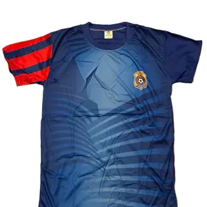 Congolese Soccer Jersey Sets for Children - Blue Striped Design with Team Logos and Badges. CHILDREN and TEENAGERS sizes Only.