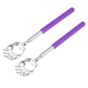 VOCOSTE 2pcs Extendable Bear Claw, Stainless Steel Back Scratcher for Men and Women's, Purple