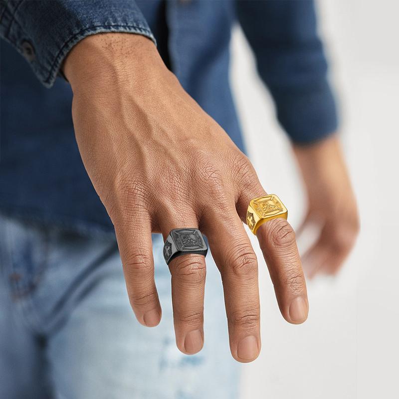 FaithHeart Firefighter Ring Saint Florian Prayer Ring for Men Stainless Steel