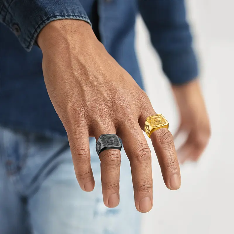 FaithHeart Firefighter Ring Saint Florian Prayer Ring for Men Stainless Steel