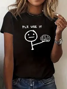 100% Cotton PLZ USE IT Brain Cartoon Mind Thinking Smart Humor Funny T-Shirt