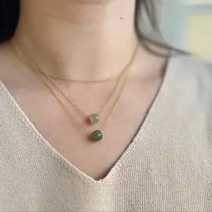 Genuine Hetian Jade Necklace, Dainty Natural Nephrite Beads