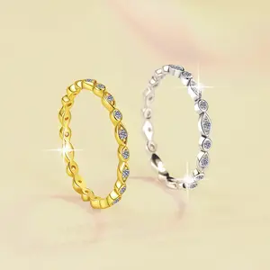 S925 Sterling Silver Single Row Band Ring Synthetic Moissanite Ring-567(50%)