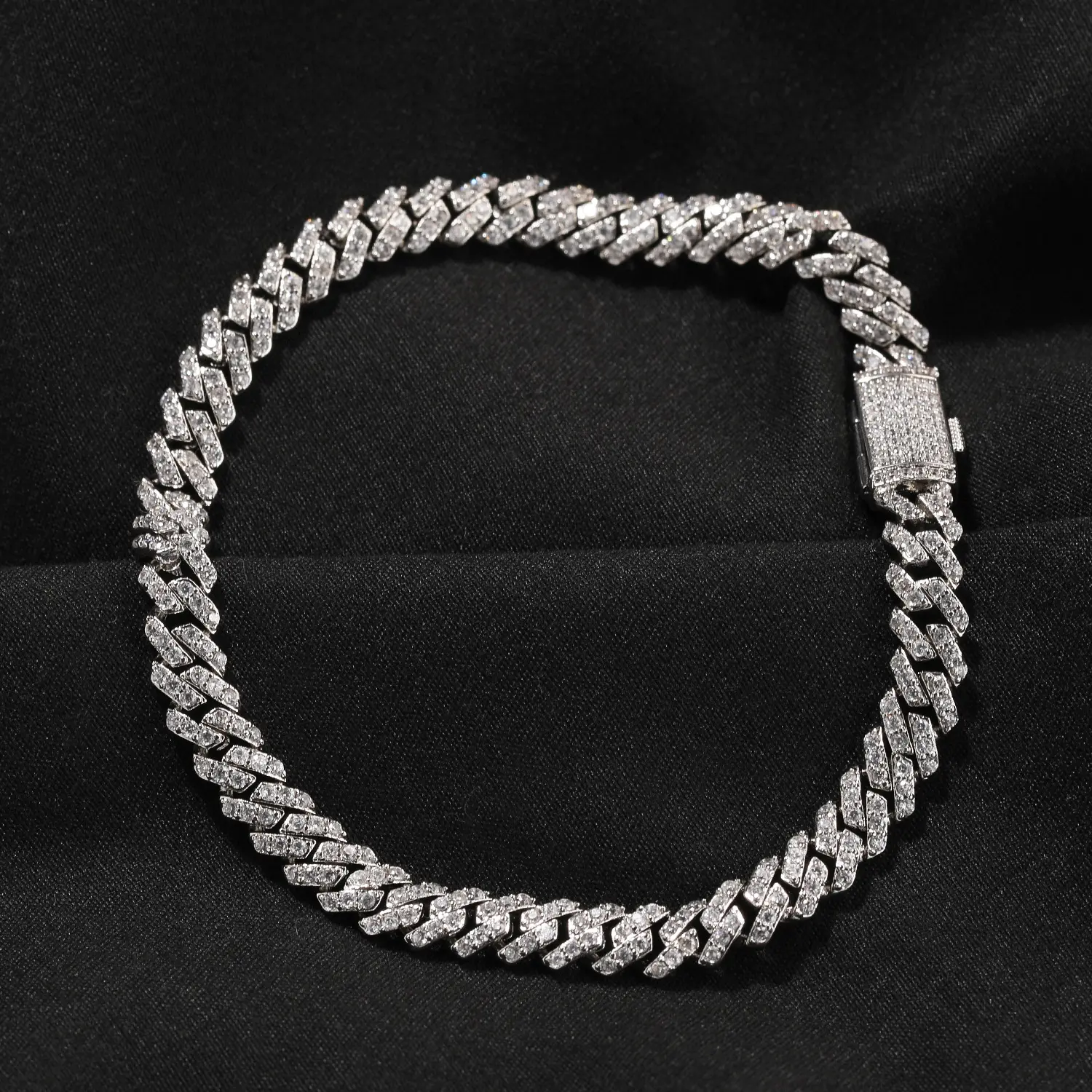 Male Cuban Link Chain Bangle - Trendy Brand Inlay Copper Chain Jewelry Bracelets & Bangles, High-Quality Hip Hop Jewellery Accessory for Rap Enthusiasts, High-Quality Accessory For Rap Enthusiasts men's jewelry trendy costume jewelry