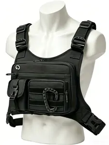 Men's Lightweight Running Chest Vest Pack, Multi-Pocket Sports Chest Bag for Sports Events, Stadium Concerts & Outdoor Games, Breathable Hands-Free Sling Pouch