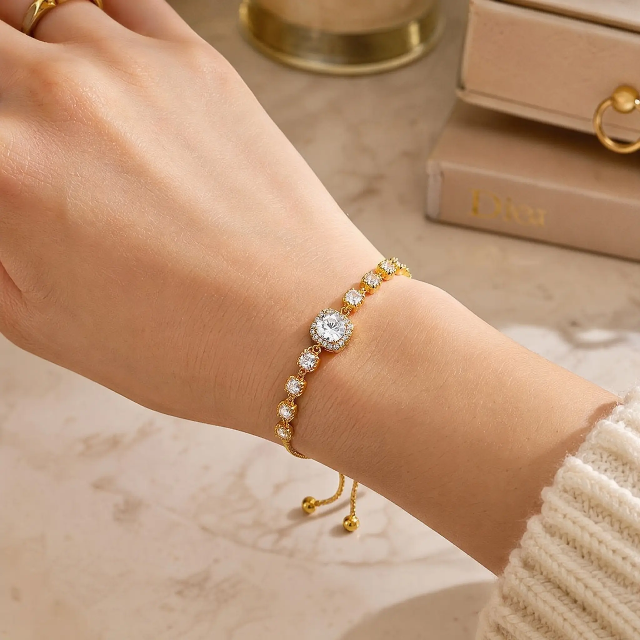 14K White Gold Plated Adjustable Rainbow Tennis Bracelet for Women & Teen Girls | Hypoallergenic Colorful Cubic Zirconia Slider Bracelets | Dainty Trendy Aesthetic Jewelry Gift for Birthday, Friendship, Party | Tarnish Resistant Summer Accessories