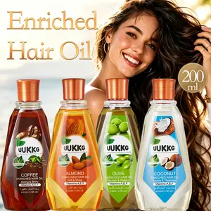 UUKKG 200ml Scented Hair Serum Oil – 4 scents (Almond, Olive, Coffee, Coconut). Hydrates, nourishes & boosts shine. Lightweight formula smooths dry/damaged-looking hair, adds body & fullness. Long-lasting unisex fragrance. Suitable for all, daily.