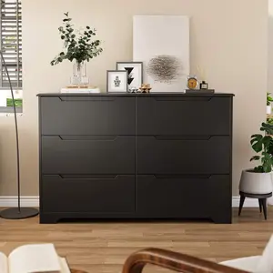 6   Drawer Units Chest Of Drawers Smooth Metal Glide   For  ,   Recessed Distinctive Handles  Sturdy  Legs, Available In White And Black Dresser with Storage bedroom Wall Shelf Charging Double Sliding Tub Door