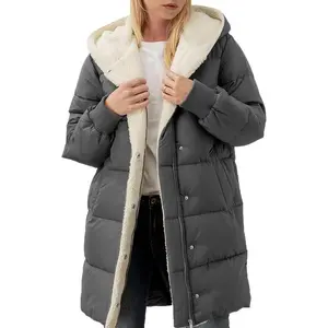 NewWomens Winter Warm Coats Shearling Lined Long Hooded Puffer Jacket