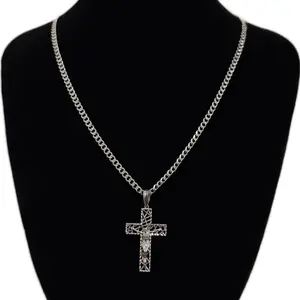 Cadena Cubana 3mm x 24 pulgadas y Colgante de Cruz Cortada. Ambos de PLATA 925