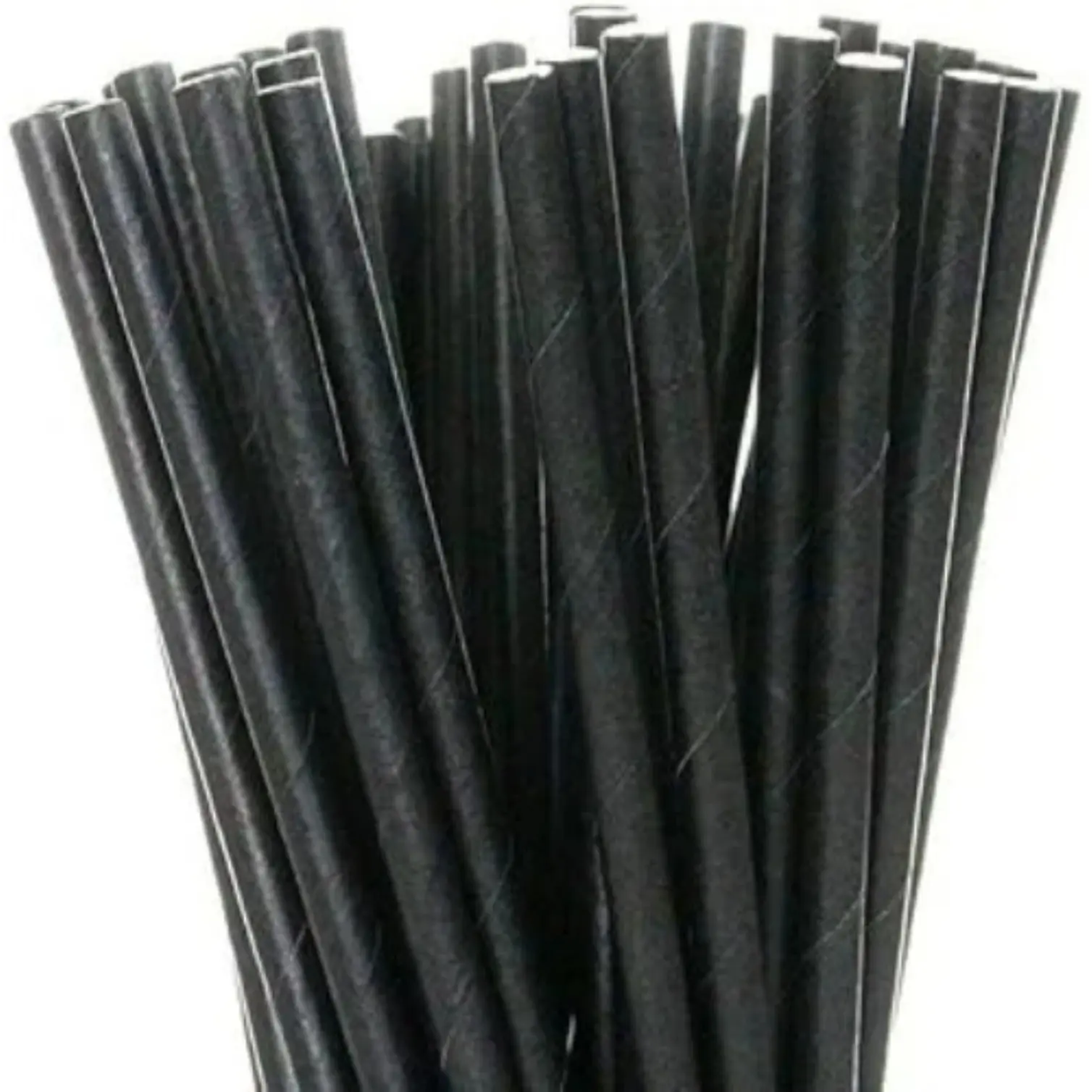 250 Pcs 7.75 inch Black Paper Drinking Straws Biodegradable Approx