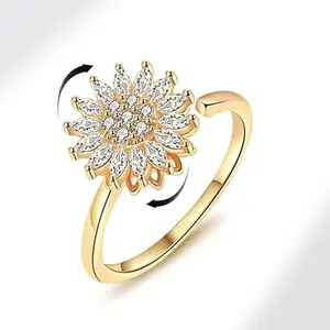 Serelune Jewelry B Spinning Sunflower Worry Ring for Anxiety Relief - Perfect Gift for Friendship and Family