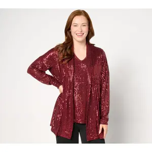 Jingle Belles by Kim Gravel Sequin Mesh Open Front Topper