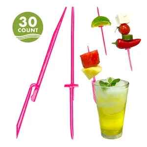 Garnishmate Clip On Garnish Holder Cocktail Pick Accessory for Entertaining Drinks & Charcuterie Boards for Home Bar Cart or Bartender Kit with Rounded Tip 30 Count Made in USA