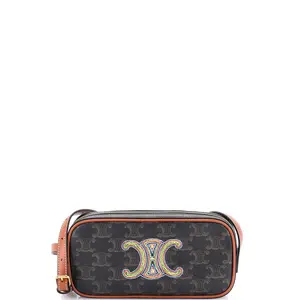 Pre-owned Celine material Messenger Bags Cuir Triomphe Camera Shoulder Bag Triomphe Coated Canvas with Leather Small by Rebag