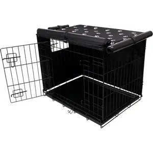 Dog Crate Cover Indoor/Outdoor Durable Windproof 600D Oxford Fabric Pet Kennel Cover Fit for 24 30 36 42 48 Inches Wire Dog Crate for Small and Large Dogs-Cover Only(24 Inch (24"x18"x19"))