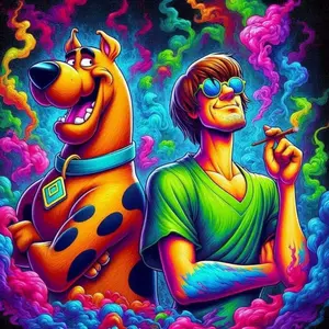 5D DIY Full Drill Round Diamond Painting - Diamond Painting Kit Cartoon Dog, Colorful Smoke Mosaic Canvas DIY Wall Art, Home Wall Decoration Animals, Diamond Art Tools