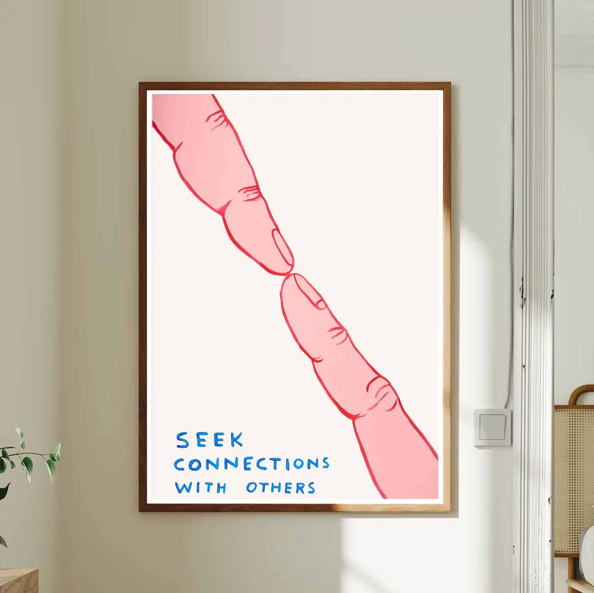 Seek Connections With Others Poster, David Shrigley Fingers Art, Quotes Funny Print