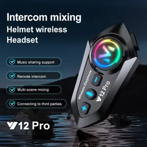 MOKATA Y12/Y12PRO 2026 Motorcycle Bluetooth Headset, Bluetooth 5.3, Professional Wind Noise Reduction, HD Microphone, 20 Hours of Very Long Battery Life, Multi-communication, Quick Tool-free Installation, Compatible with Various Types