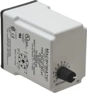 Macromatic 8 Pin, Multiple Range DPDT Time Delay Relay 10 Contact Amp, 24 VAC/VDC, Knob TR-50228-05