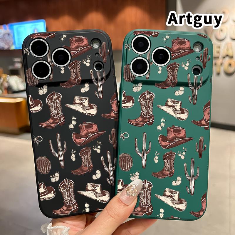 Compatible with  iPhone 17 Pro Max 16 Plus 15 14 13 12 11 Air XR E Soft Case Western Cowboy Elements Full Coverage Camera Protection Lightweight Softcase for Girl