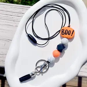 Magik Handmade Silicone Beaded Lanyard for Teachers, Nurses, Employees, and Students Holiday Gift Halloween Spooky Christmas