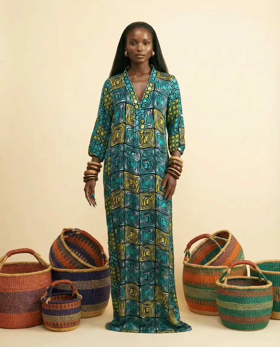 Ejecham Silk Kaftan Dress - Effortless Luxury