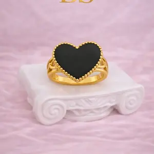 BS Jewelry Black Heart Gold Ring
