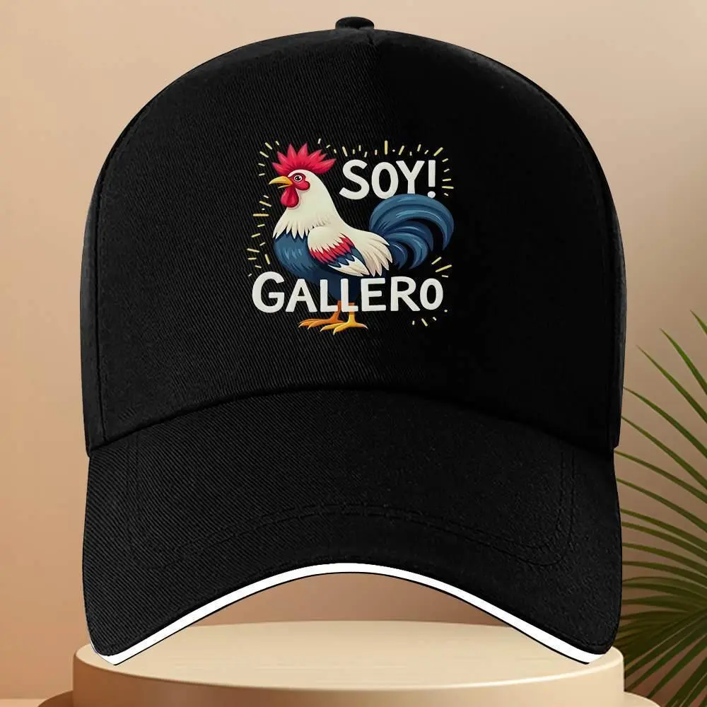 S&T 1-Piece Rooster Print "Vivid Rooster SOY!GALLERO" Sturdy Cooling Adjustable Cotton Snapback Baseball Hat, Unisex Single Layer Daily Streetwear Cap, Breathable Hand Wash Only All Seasons Outdoor Hat, Adjustable Streetwear Hat, Fashionable Hats