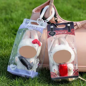 Protective Cover Only 1Pcs Small House Design Storage Boxes Multipurpose Doll Pendant Protective Cover with Lanyard Clear Display Storage Bag with Buckles for Labubu Lovely Dolls Bag Decoration