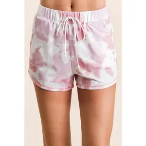 Tie Dye Print Terry Shorts With Side Pockets
