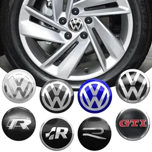 4pcs 56/60/65mm Car Wheel Center Hub Caps Emblem Badge Stickers Car Decal For VW Volkswagen Golf 4 5 6 Polo CC R GTI Passat Tiguan Touran Touareg Jetta Auto Accessories