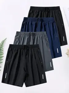 Men's Solid Color Zipper Pocket Shorts, Casual Comfy Breathable Athletic Shorts for Summer, Shorts for Men, Men's Bottoms for Daily Wear, Men Shorts, Jogging Shorts, Breathable Fitness Shorts, Summer Sports Shorts, Workout Shorts, Casual Fitted Shorts