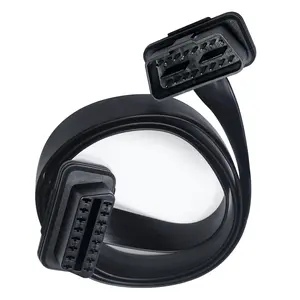 OBD Extension Cable OBDII Diagnostic Extender Adapter Cord Flat Ribbon  Pin Male to Female Right Angle OBD II Port Harness ft for Auto Car Scan Tool GPS Tracker Bluetooth Scanner Reader