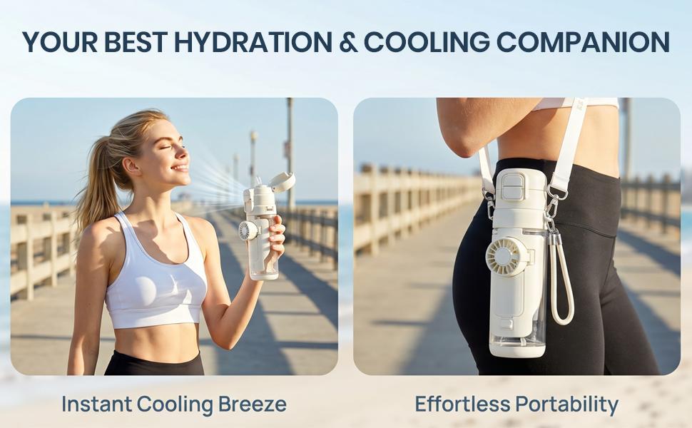 2-in-1 Water Bottle with Built-In Foldable Fan, Portable Dual-Drinking Cooling Water Bottle with Fan 3 Speeds USB, 3 Speeds Adjustable for Outdoors Sports (White) 2-in-1 Water Bottle with Built-In Foldable Fan, Portable Dual-Drinking Cooling Water Bottle with Fan 3 Speeds USB, 3 Speeds Adjustable for Outdoors Sports (White)