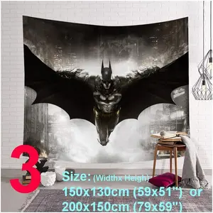 Batman Tapestry Bat Mans Cartoon Tapestry Arras Bat Wall Hanging Decoration 59 x 51 80 x 60 for Bedroom Bathroom Living Room Entrance Study Sitting Room wooden flag