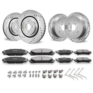 Father's Day Gift VEVOR High-Performance Brake Kit for Toyota Sienna Highlander HT250 Cast Iron Rotors & Ceramic Pads Slotted Drilled Design