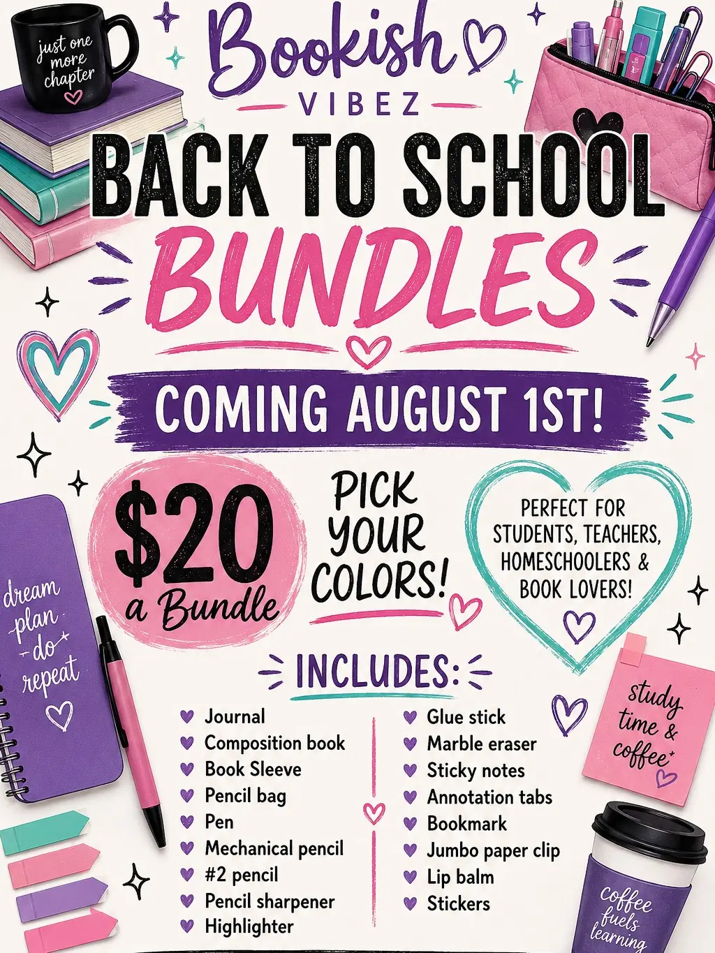 Bookish Vibez Back to School Supplies Bundle