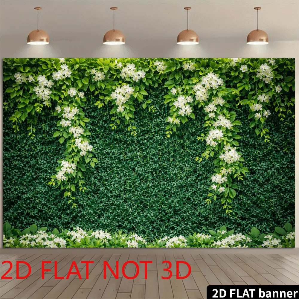 2d Flat - 2d Flat - 2d Flat Farewell Party Tapestry, Artificial Green Plant Feature Wall Design, Room Decor Wall Hanging for Bedroom, Living Room, Office. Farewell Party for Employees Leaving, Graduates, and Retirees Decor