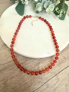 Fall Orange Carnelian Beaded Necklace -Gift-Wedding-Bridesmaid